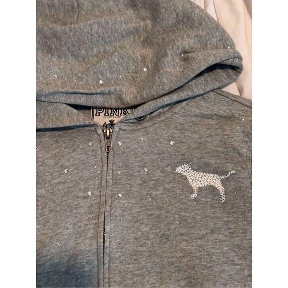 VS pink Full zip up hoodie hooded sweatshirt og y2k vintage bling style icon - Picture 10 of 13